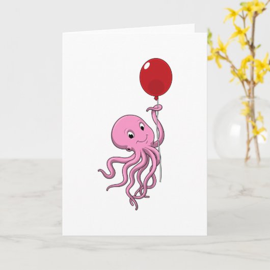 Oktopus mit Ballon Karte (Gelbe Blume)