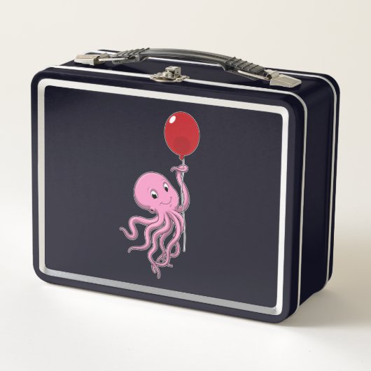 Oktopus mit Ballon Metall Brotdose (Vorderseite)