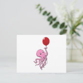 Oktopus mit Ballon Postkarte (Stehend Vorderseite)