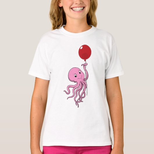 Oktopus mit Ballon T-Shirt (Vorderseite)