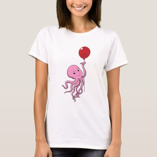 Oktopus mit Ballon T-Shirt (Vorderseite)