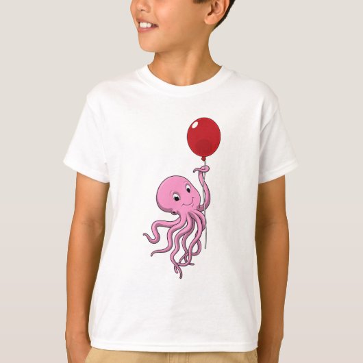 Oktopus mit Ballon T-Shirt (Vorderseite)