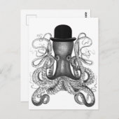 Oktopus mit Bowlerhut, Vintag, Kraken Postkarte (Vorne/Hinten)