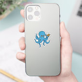 Oktopus mit Buch Aufkleber (Telefon)