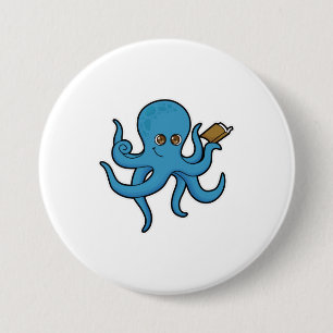 Oktopus mit Buch Button