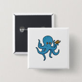 Oktopus mit Buch Button (Vorne & Hinten)