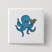 Oktopus mit Buch Button (Vorderseite)