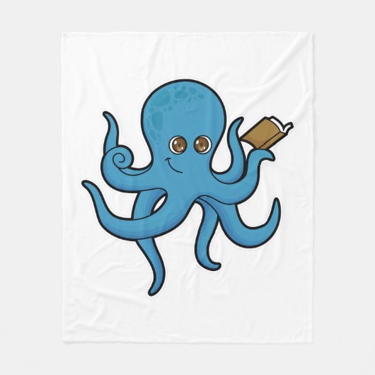Oktopus mit Buch Fleecedecke (Vorderseite)