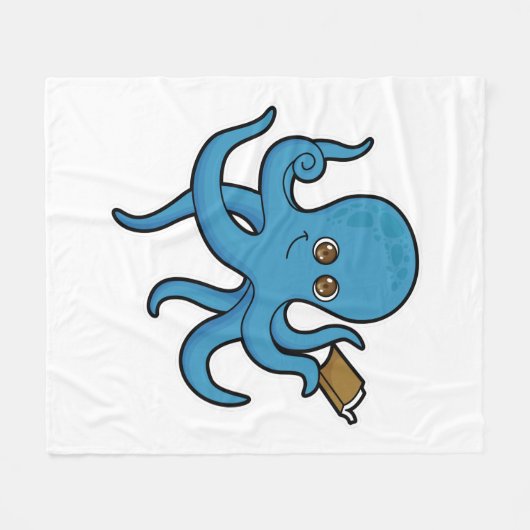 Oktopus mit Buch Fleecedecke (Vorderseite (Horizontal))