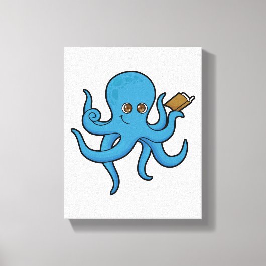 Oktopus mit Buch Leinwanddruck (Vorderseite)