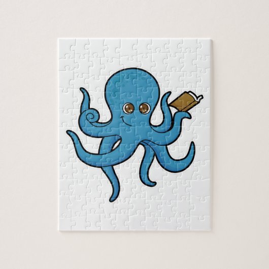 Oktopus mit Buch Puzzle (Vertikal)
