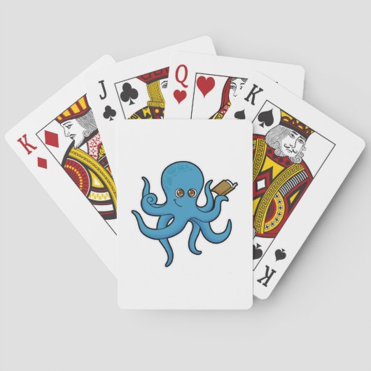 Oktopus mit Buch Spielkarten (Rückseite)