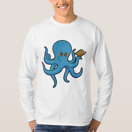 Oktopus mit Buch T-Shirt (Vorderseite)