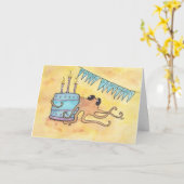 Oktopus mit Cake Happy Birthday Karte (Gelbe Blume)