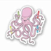 Oktopus mit Crayon Aufkleber (Vorderseite)