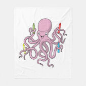 Oktopus mit Crayon Fleecedecke (Vorderseite)