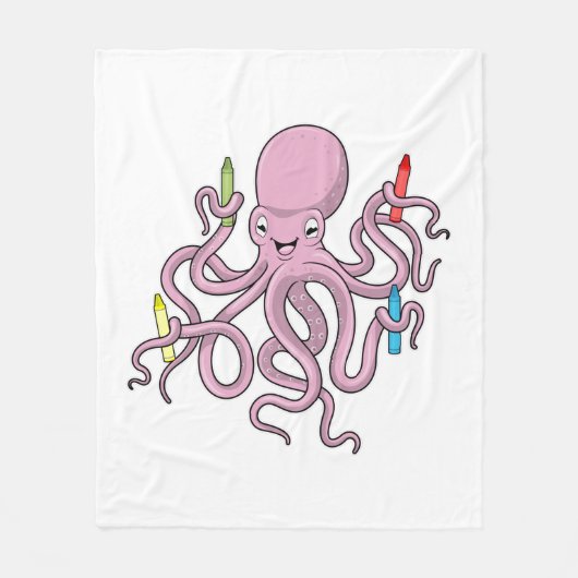 Oktopus mit Crayon Fleecedecke (Vorderseite)