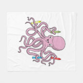 Oktopus mit Crayon Fleecedecke (Vorderseite (Horizontal))