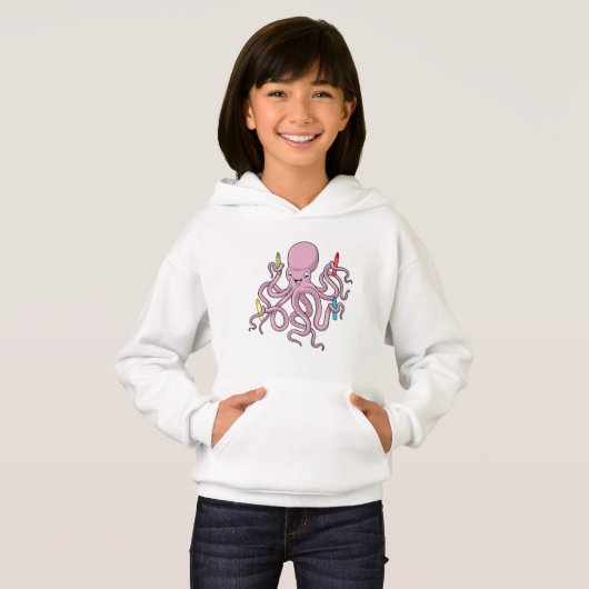 Oktopus mit Crayon Hoodie (Vorne ganz)