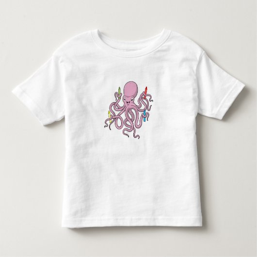 Oktopus mit Crayon Kleinkind T-shirt (Vorderseite)
