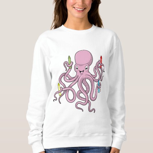 Oktopus mit Crayon Sweatshirt (Vorderseite)