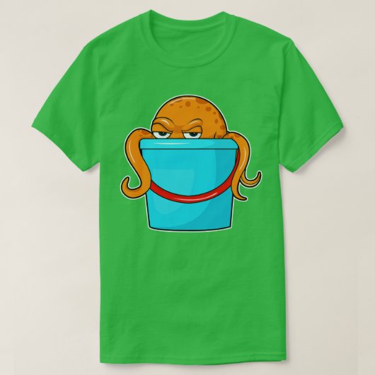 Oktopus mit Eimer T-Shirt (Design vorne)