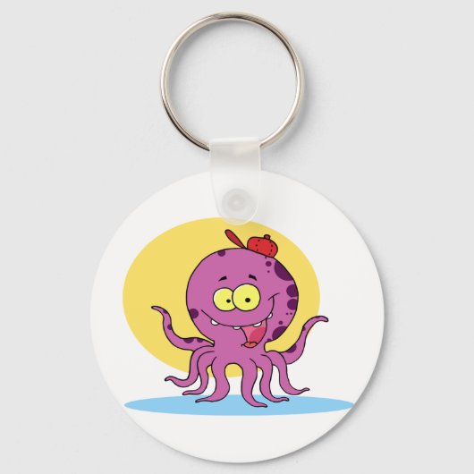 Oktopus mit einem Schlüsselanhänger mit rotem Kuge (Vorderseite)