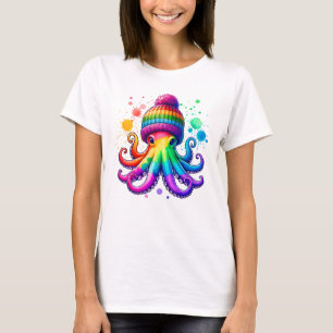 Oktopus mit einer Benie T-Shirt