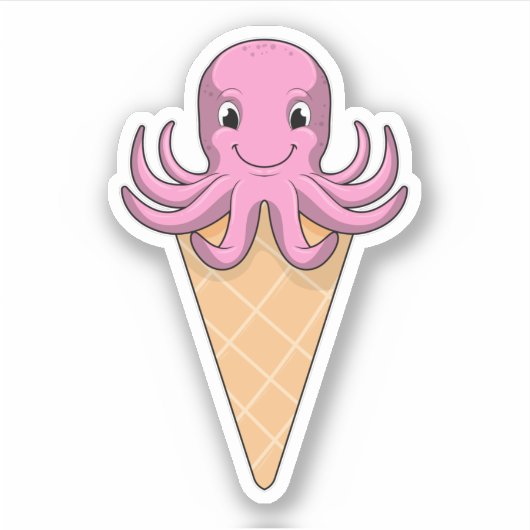 Oktopus mit Eiscreme Aufkleber (Vorderseite)