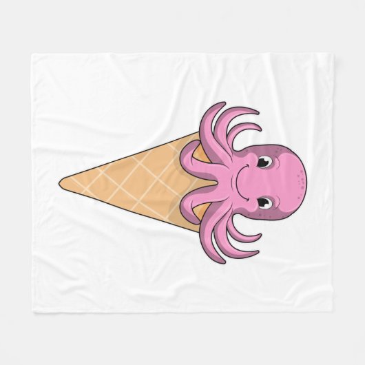 Oktopus mit Eiscreme Fleecedecke (Vorderseite (Horizontal))