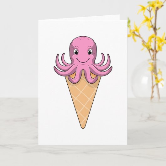 Oktopus mit Eiscreme Karte (Gelbe Blume)