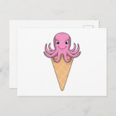 Oktopus mit Eiscreme Postkarte (Vorne/Hinten)