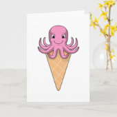 Oktopus mit Eistüte Karte (Gelbe Blume)