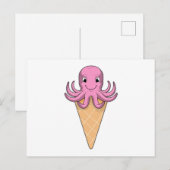 Oktopus mit Eistüte Postkarte (Vorne/Hinten)