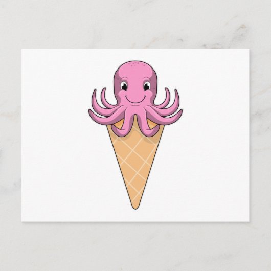 Oktopus mit Eistüte Postkarte (Vorderseite)