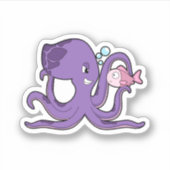 Oktopus mit Fisch.PNG Aufkleber (Vorderseite)