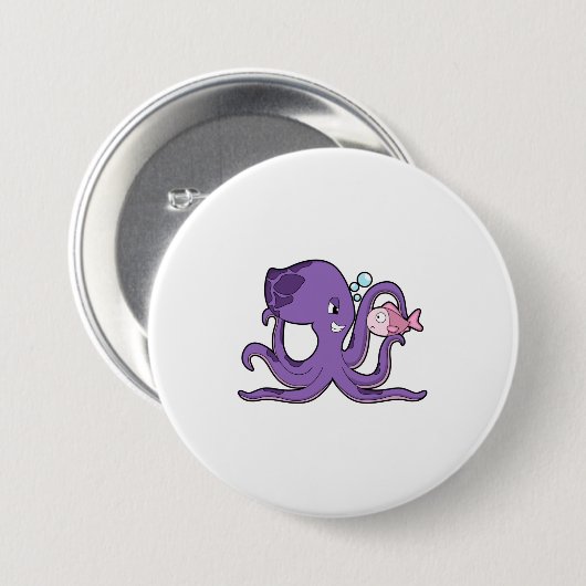 Oktopus mit Fisch.PNG Button (Vorne & Hinten)