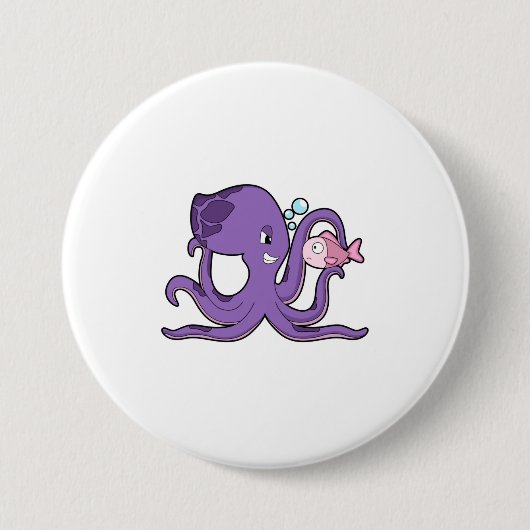Oktopus mit Fisch.PNG Button (Vorderseite)