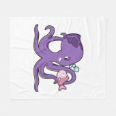 Oktopus mit Fisch.PNG Fleecedecke (Vorderseite (Horizontal))