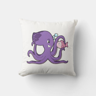 Oktopus mit Fisch.PNG Kissen
