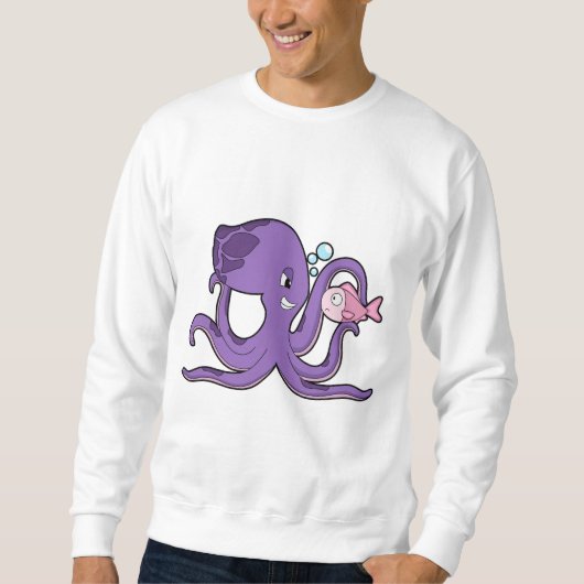Oktopus mit Fisch.PNG Sweatshirt (Vorderseite)