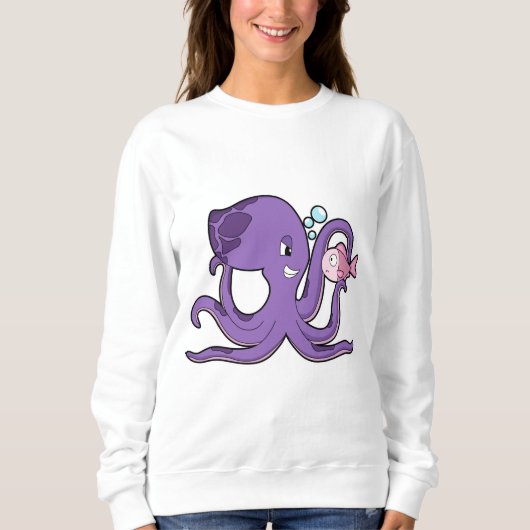Oktopus mit Fisch.PNG Sweatshirt (Vorderseite)