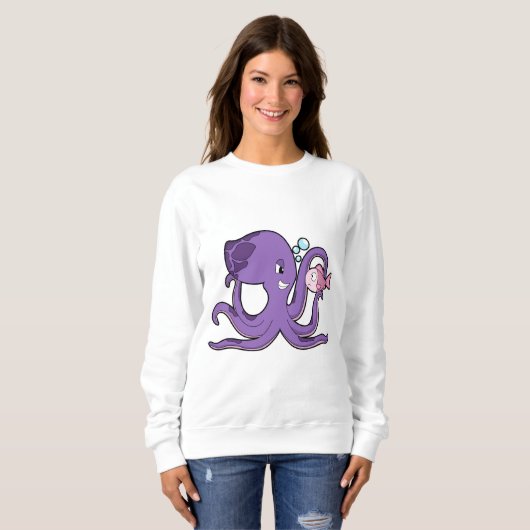 Oktopus mit Fisch.PNG Sweatshirt (Vorne ganz)