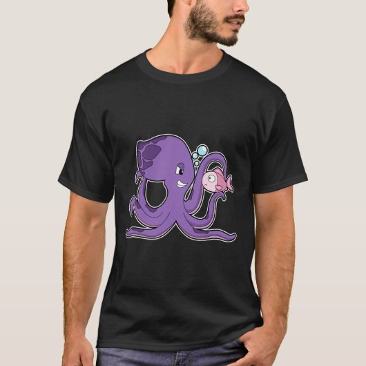 Oktopus mit Fisch.PNG T-Shirt (Vorderseite)
