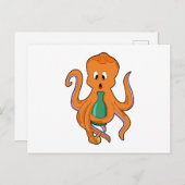 Oktopus mit Flasche.PNG Postkarte (Vorne/Hinten)
