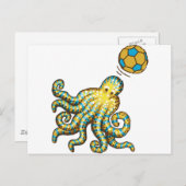 Oktopus mit Fußball Postkarte (Vorne/Hinten)