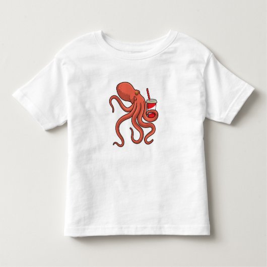 Oktopus mit Getränk Kleinkind T-shirt (Vorderseite)