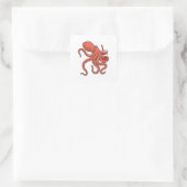 Oktopus mit Getränk Quadratischer Aufkleber (Tasche)