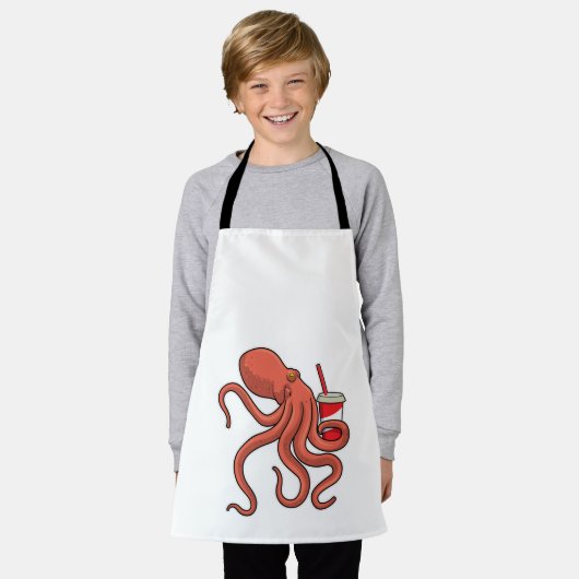 Oktopus mit Getränk Schürze (Getragen)