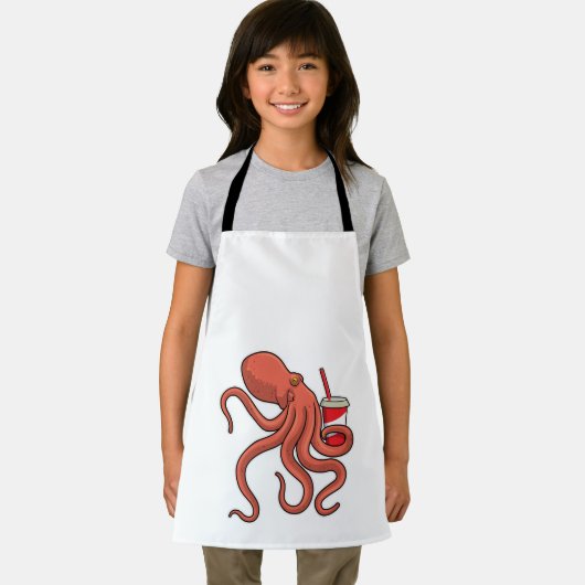 Oktopus mit Getränk Schürze (Insitu)